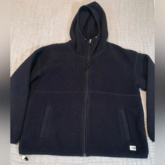 The North Face Women's Black Zip Up Jacket with Hood Size Large Fleece Pockets - Picture 6 of 16